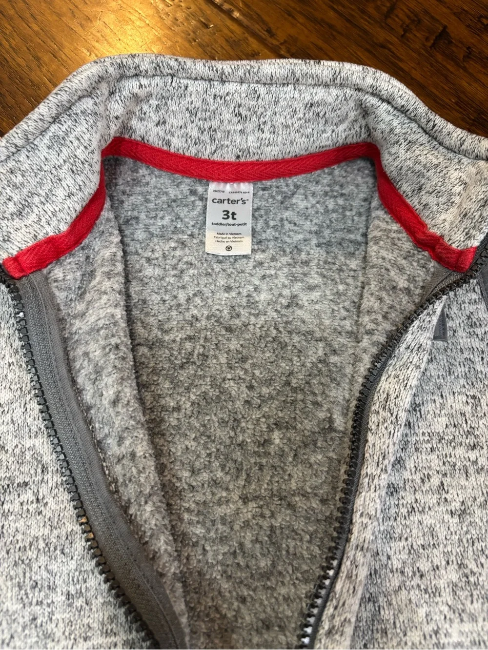 Carter's Light Gray Knit Zip-Up Vest